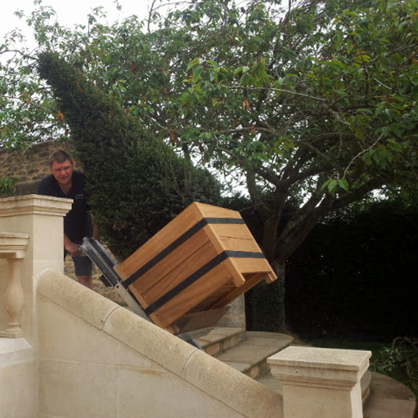 Powered stairclimbing heavy planter in Gloucestershire